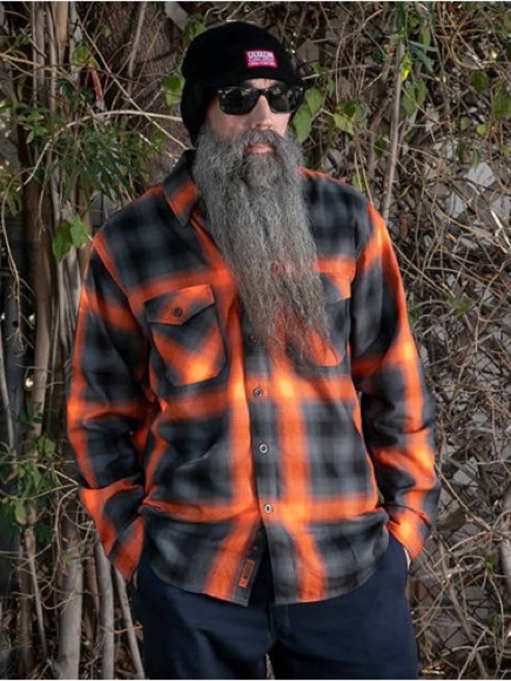 Dixxon "The Salem" Flannel Shirt GUC sz Large Orange/Black